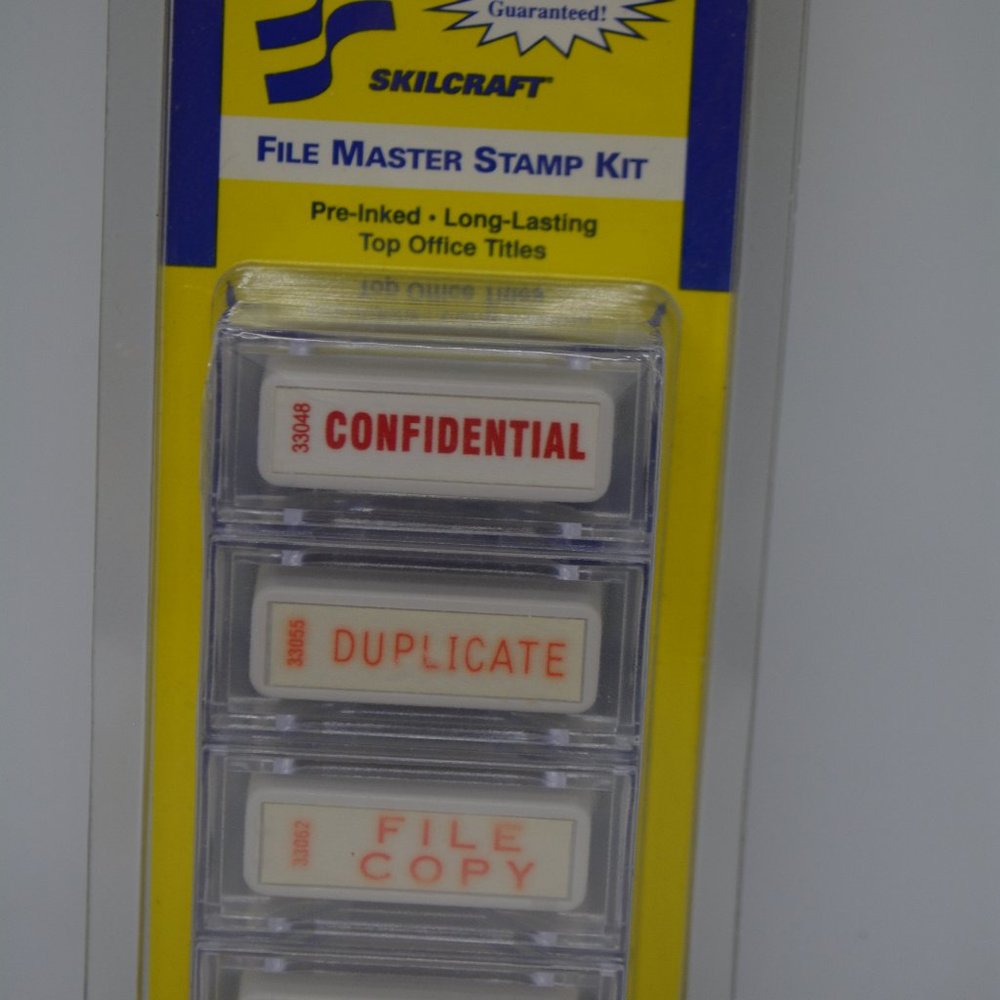 Skilcraft File Master Office Stamp Kit Pre Inked Confidential Duplicate Original